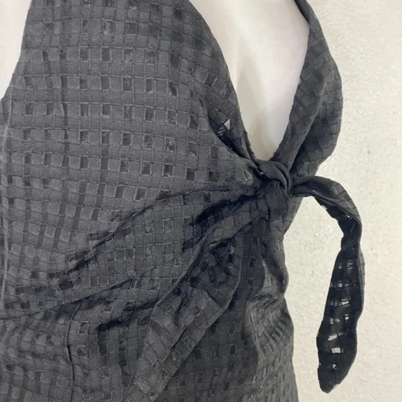 NWT BCBGeneration Black Square Mesh Tie Bust Front Slit Maxi Dress KK22 - Picture 9 of 15